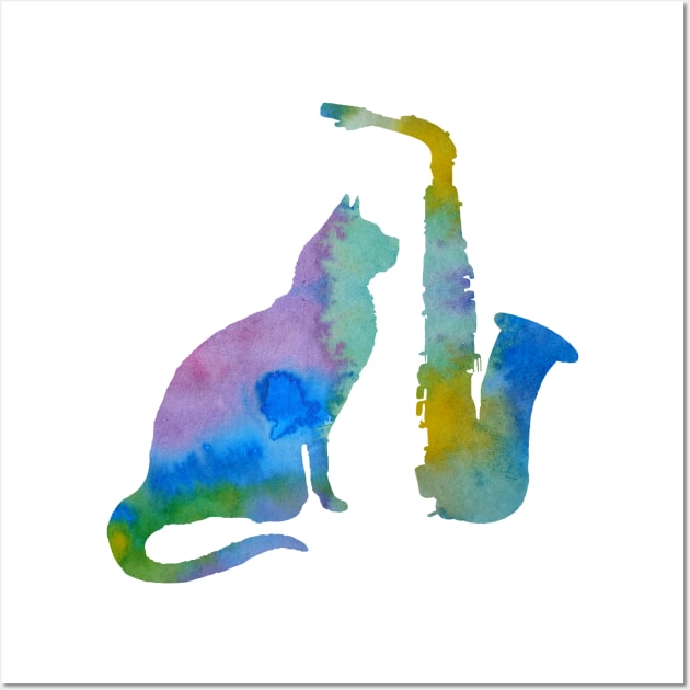 Cat With Saxophone Wall Art by TheJollyMarten